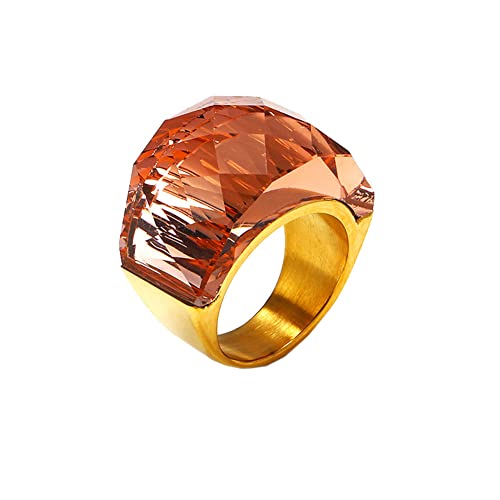 Image of HIJONES Men Women Stainless Steel Cubic Zirconia Royal Crystal Rings Wrap Band Cocktail Style