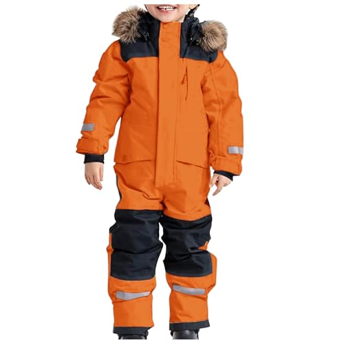 Combinaison de ski thermique enfant garçon, Orange, 8-9 ans