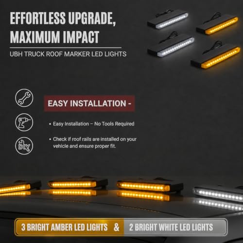 Image of UBH Roof Marker LED Lights For Cars, Trucks, Or Suv 4 X 4 Thar (UFO) ((3AMBER, 2WHITE))