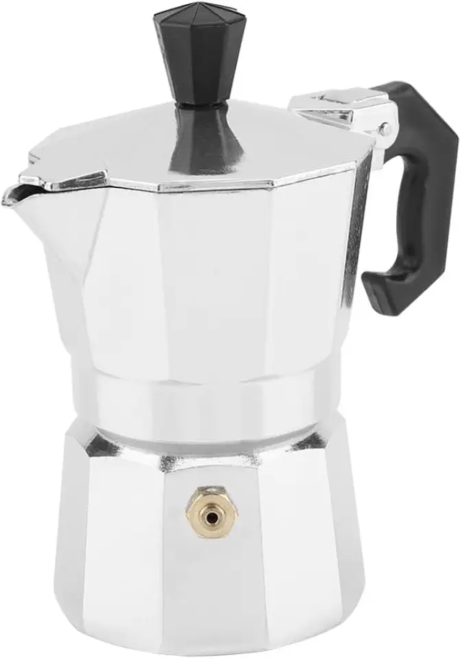 Cafeteira Moka de alumínio de 50 ml, à prova de vazamento, com alça ergonômica, 1 xícara de fogão, cafeteira para uso doméstico e no escritório