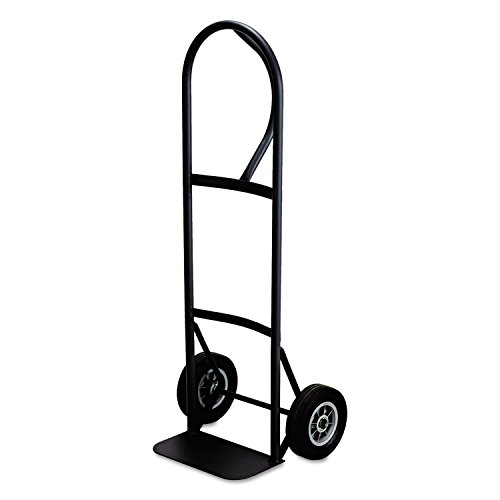 Safco Tuff Truck P-Handle Utility Hand Truck, 400 lbs. Capacity, 14"x7" Toe Plate, Black, with Solid Rubber 8" Wheels & Ball Bearings