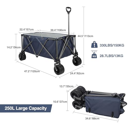 Chariot utilitaire pliable pour le sable REDCAMP robuste et extra large pour sport