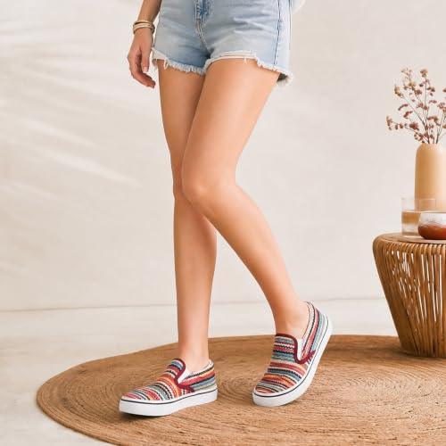 Image of Women's Canvas Slip On Sneakers Non Slip Loafers