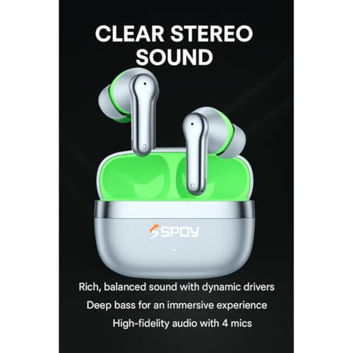 Image of SPOY Prime N100 Wireless Earbuds, Bluetooth 5.4, True Wireless (Galcier Blue)