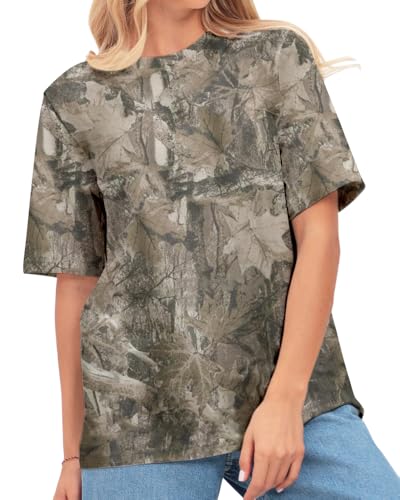 Y2k Camo Oversized Short Sleeve Crew Neck Baggy Shirts Maple Leaf Printed Tshirts Shirts for Women Men2