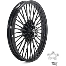 TOFR 21x2.15 Cast Front Wheel Rim 36 Fat Spokes Gloss Black For Harley Softail 1984-1999 FXST Softail Standard FXSTC Custom FXSTS Softail Springer FXSTB Night Train Dyna 1993-1999 FXDWG Wide Glide