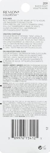 Image of REVLON ColorStay Pencil Waterproof Eyeliner, Smudge-Proof, Eye Makeup with Built-In Sharpener, 209 Black Violet, 0.01 oz (Pack of 2)
