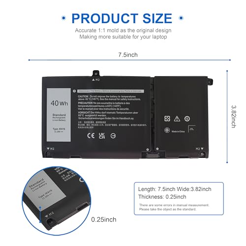 Image of 40Wh Type JK6Y6 Battery for Dell Inspiron 14 5000 5300 5301 5401 5402 5408 5409 5501 5508 5509 5400 5406 7405 7300 7306 7500 7506 2-in-1 Silver Series P102F Latitude 3410 3510 Vostro 5301 5401 5501