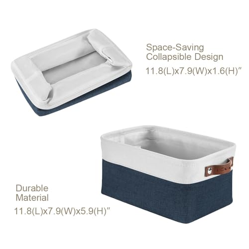 Image of DECOMOMO Foldable Storage Bin Collapsible Sturdy Cationic Fabric Storage Basket Cube W /Handles for Organizing Shelf Nursery Home Closet (Navy Blue and White, Small - 11.8 x 7.9 x 5.9 inch - 6 Pack)