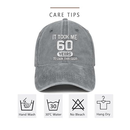Image of 60th Birthday Gifts for Men Women 60 Year Old Gifts Decorations Took Me 60 Years to Look This Good Washed Cotton Hat