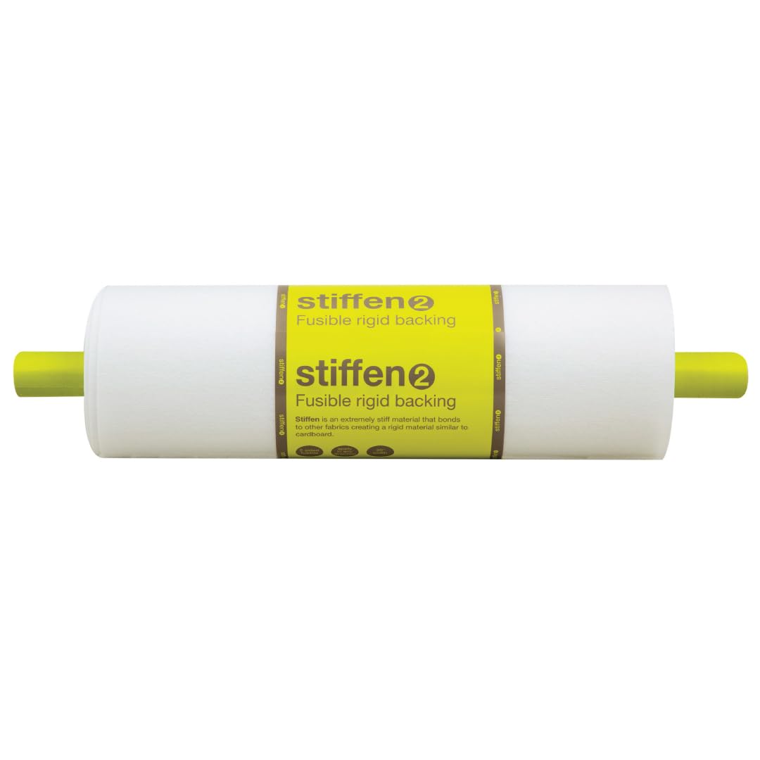 Fairfield Stiffen 2, Double-Sided Polyester Fusible Interfacing, Ideal for Making Tote Bags, Purses, Boxes, Hats, and More, Easy to Use and Customize, 20" Wide by 10 Yards Roll