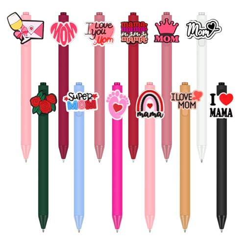 Engrowtic 12 Pcs Mothers Day Pens Gifts for Mom Cute Ballpoint Pen Funny Retractable Writing Pens Black Ink Best Mom Gifts from Daughter Son Husband Birthday Gift for Women New Mama Office School