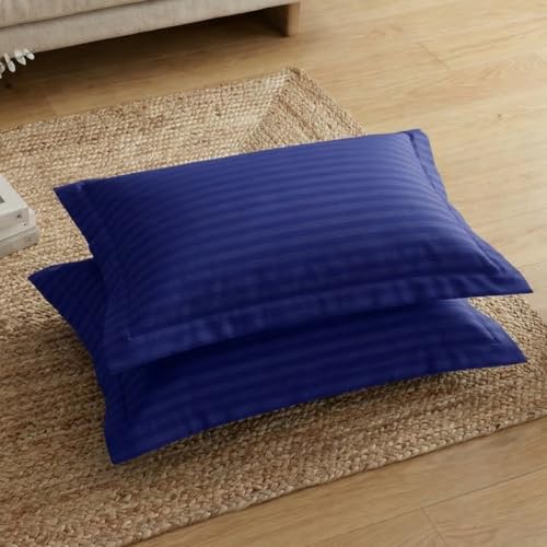 Image of Home Sizzler 210TC Satin Stripe Microfibre King Size Pillow Covers (18 X 27 Inches) - Brown, Set of 2