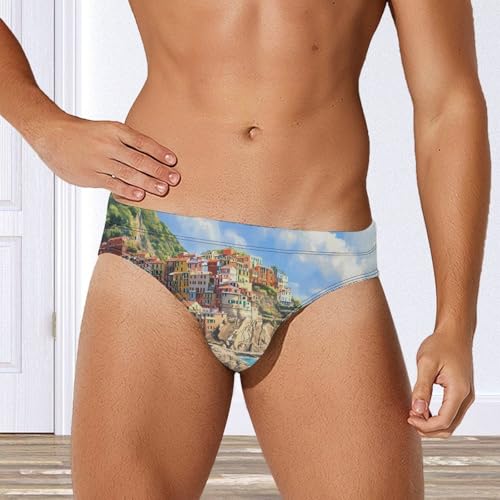 Italy Coast Cinque Terre Men's Swim Brief Sexy Bikini Swimwear Swimsuit Trunks Bathing Suits4