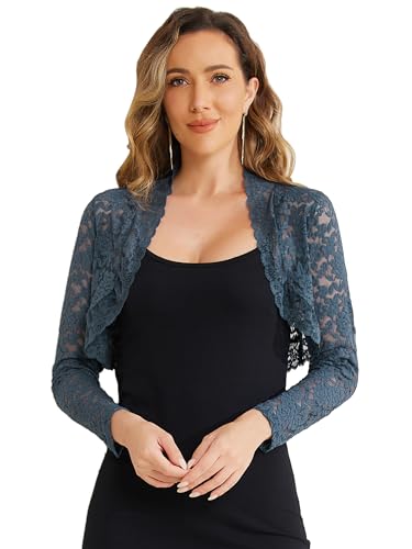 Image of Allegra K Women's Elegant Crop Cardigan Sheer Floral Lace Bolero Shrug Top