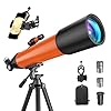 USCAMEL Telescope for Adults High Powered: 90mm Astronomical Portable Refractor for Beginners Kids 8-12 - Tripod & Phone Mount for Travel Stargazing Photography (Orange)
