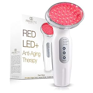 RED LED+ Anti-Aging Therapy by Project E Beauty | Collagen Boosting | Instant Firming and Lifting | Reduces Fine Lines & Wrinkles | Tightens & Tones | Rechargeable & Portable (Red LED Therapy)
