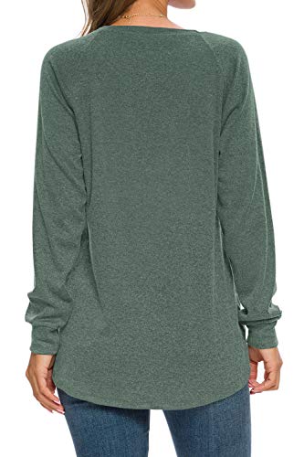 AUSELILY Dames shirt met lange mouwen ronde hals T-shirts blouse tuniek sweatshirt pullover met zakken - Image 7