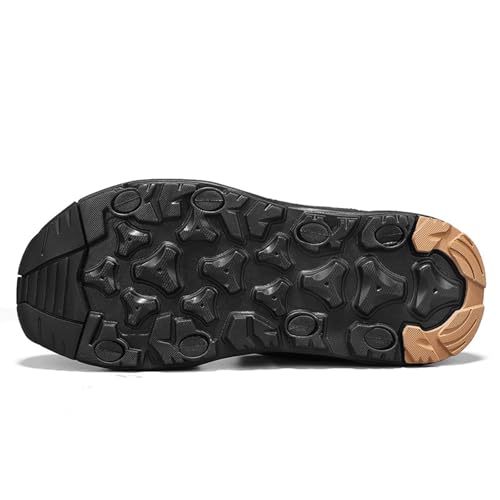 MILDSEVEN Fashion Men's Handmade Hiking Sandals, Large Size Real Leather Closed Toe Sandals, Outdoor Breathable Backpacking Beach Shoes,8.5,Black4