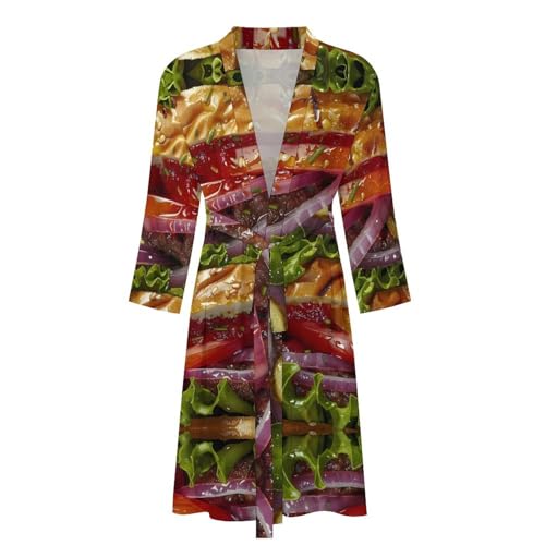 Hamburger Funny Men's Robe Soft Lightweight Bathrobe Long-sleeve Spa Robes4