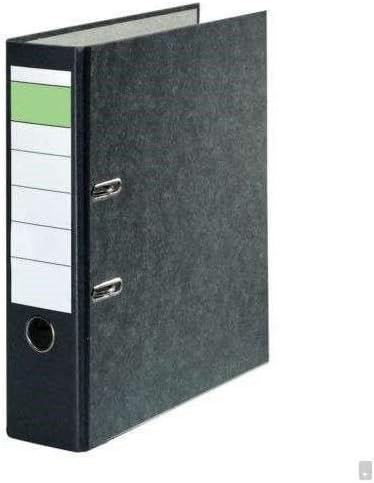 DIN A4 Lever Arch File Ring Binder 8 cm Black with Cloudy Marble Cover / Standard Letter Folder with Green Bar Covered Cover