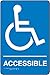 Accuform PAD139BU Plastic ADA Braille Tactile Sign, (Handicapped) ACCESSIBLE" with Wheelchair/Handicapped Graphic, 9" Length x 6" Width x 1/8" Thickness, White on Blue