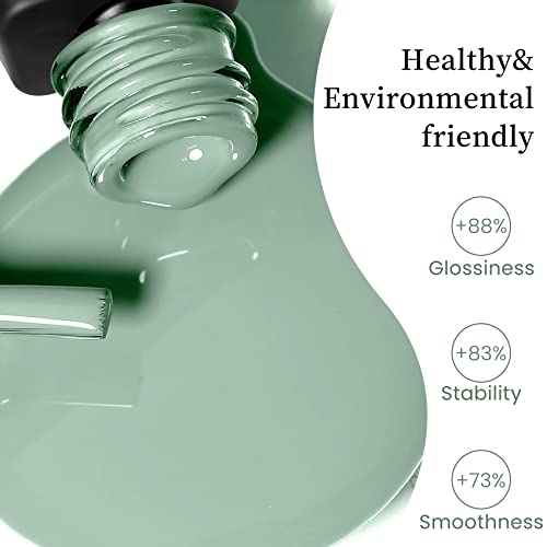 Megior Green Gel Nail Polish, 15Ml Sage Green Gel Nail Polish, Soak Off Uv Led Gel Polish Nail Art Starter Manicure Salon Diy At Home, 0.5 Oz #TOP1