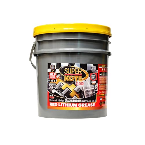 Red and Tacky Lithium Grease Superkote 2000/ NLGI 2 / Lubricant Grease/EP/High Temp/Industry/Construction/Automotive/Red / 35 LB Bucket