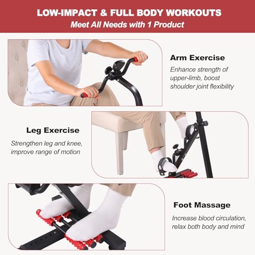 Image of Pedal Exerciser Bike for Seniors, Arm Leg Hand and Knee Elderly Exercise Equipment, Sitting Home Exercise Machine for Total Body, Upper and Lower Limb Physical Therapy Trainer