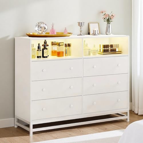 Opiniones y reviews de Cajonera Blanca Madera los 5 más buscados. 45 Owii Comoda Cajonera para Recamara,Tablero de MDF,120 * 40 * 93CM, Cómoda con Luces LED y Tomas de Corriente Integradas, Cómoda Moderna para Sala, Mueble Organizador Cajonera con...