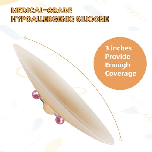 Image of Nimiah Chic Piercing-Style Nipple Covers - Silicone Breast Petal with Studs Jewelry 3 Pairs Rave Boob Pasties for Festival Party Beige