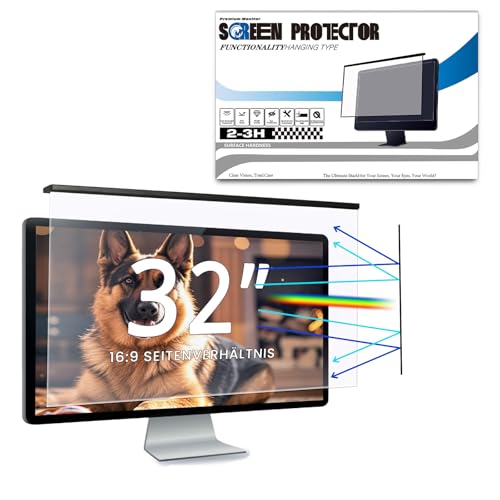 EliWhale Abnehmbarer Hängender Blaulichtfilter für Bildschirm, 31,5-32 Zoll 16:9 Monitor, HD Blendschutz & Anti-Glare, UV-Schutz, Blaues Licht Blockierung Bildschirmschutz, Breite x Höhe: 730 x 430 mm