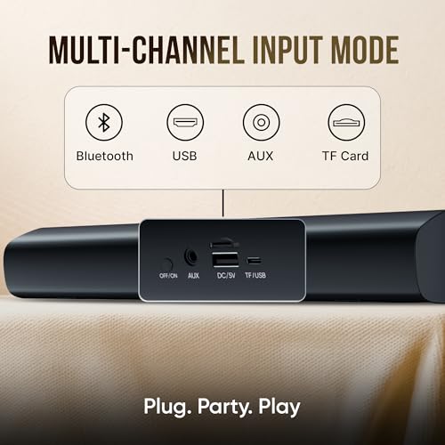 Image of Mivi Fort S24 Bluetooth Speaker Soundbar with 24W Powerful Sound, 2.0 Channel Speaker, Multiple Connectivity Modes, Portable Speaker, Made in India Soundbar