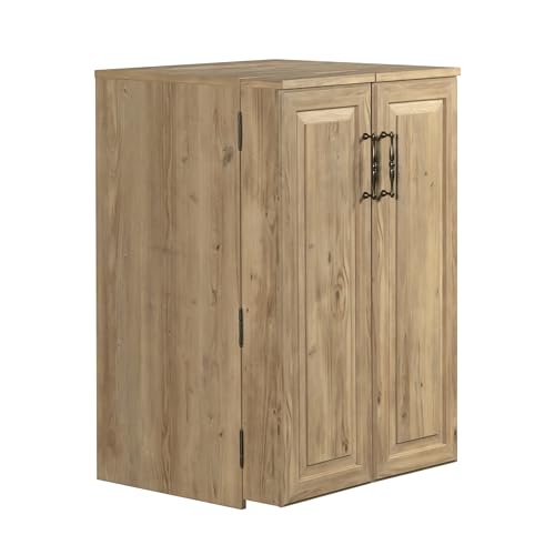 Sauder Craft Works Craft Workstation with Storage, Khaki Pine Finish