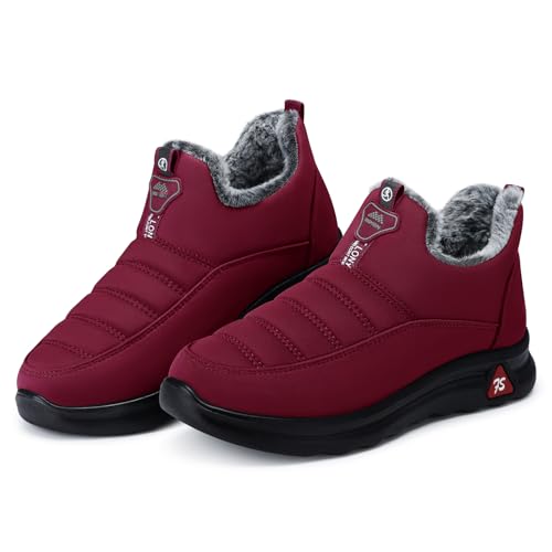Image of SHIBEVER Winter Boots for Women Warm: Comfortable Slip on Ankle Snow Boots