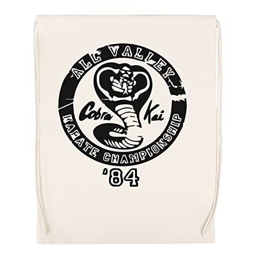 All Valley Cobra Kai Karate Championship 84 Beige Deporte Bolsa el Gimnasio Duradera Respetuosa con el medio ambiente Drawstring Gym Bag