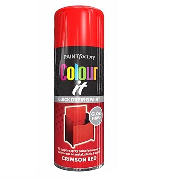 SuperGift.com Crimson Red Gloss All Purpose Aerosol Spray Paint 400ml Quick Drying Spray, Fast Dry and Excellent Coverage for Metal, Wood, Plastic and More by Diva Gift