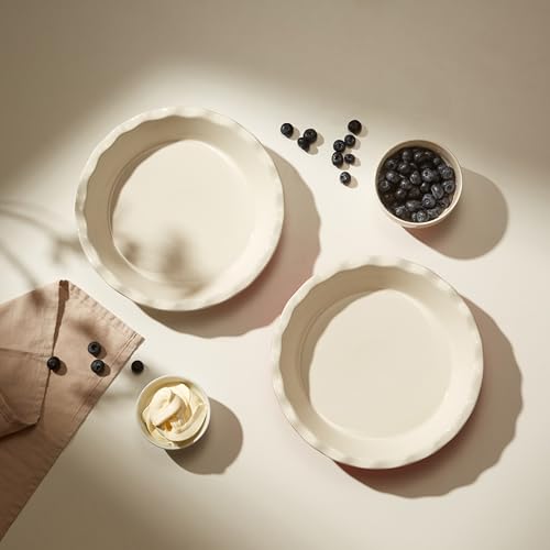 image for KooK Pie Pan, Ceramic Reusable Round Pie Dish, Quiche Baking Dish, Dee