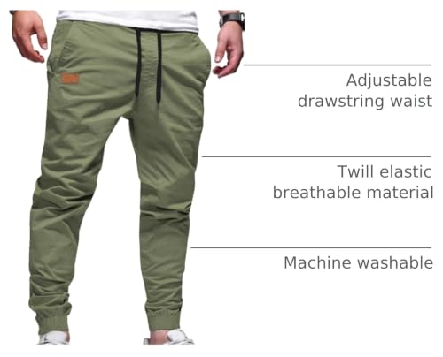 Image of JMIERR Mens Cotton Stretch Joggers Casual Twill Athletic Track Pants