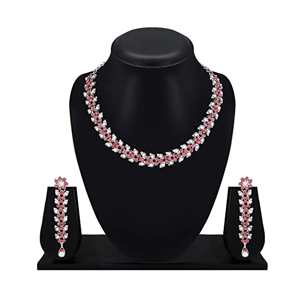Atasi International Crystal Stylish Necklace Jewellery Set with Earrings for Women/Girls | Best Suited for Party/Wedding/Festive Occasions - Image 5
