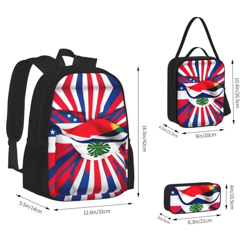 Costa Rica Flag 3-Piece Set Backpack, Lunch Bag, And Pencil Case, Casual Cute Sets For Travel And College4