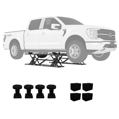 Portable Car Lift 7000 LBS, Heavy-Duty Carbon Steel Auto Lift Jack for Trucks & SUVs, Adjustable Height 6.26 in-27 in, with Safety Locks & Extension Plates, Fits Garage, Home, Auto Shop