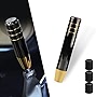 Jawmoy 1 PC Polished Aluminum Car Gear Stick Lever Shift Knob, 7' Car Gear Long Handle Weighted Shifter Knob with 3 Threaded Adapters Fit Most Automatic Manual Vehicle (Black Gold)