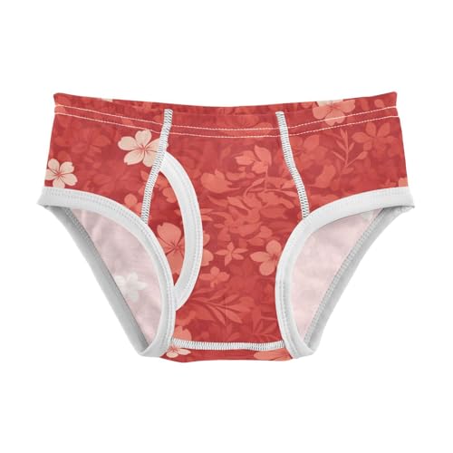 KLL Red Flowers Toddler Boy Pure Cotton Underwear Briefs Breathable Undies