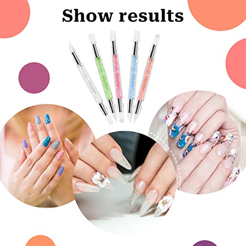 Sliverdew 546317_1_1634 5 Pcs Nail Art Sculpture Pen Dual Tipped Silicone Nail Tools Nail Art Acrylic Pen Silicone Brushes For Resin Nail Art Tools For Design Nail Foil Carving Drawing Effect Shaping Drawing thumb #6