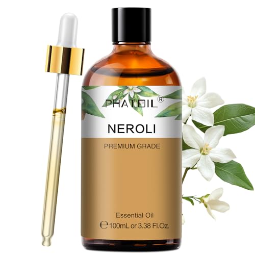 PHATOIL Neroli Essential Oil - Pure Aromatherapy Oil for Natural Skin Care Home Freshening DIY Candle & Soap Making 3.38 Fl Oz