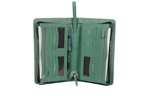 Image of Sukeshcraft Multiple Cheque Book Holder | Original PU Holds Upto 8 Cheque Books, FabricGreen