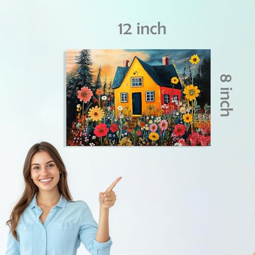 Image of SiddArtify Watercolor Landscape Wall Art Prints Set - Colorful House Poster Decor for Living Room Bedroom Office - 8x12 inch Board Pack of 6