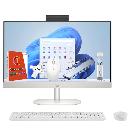 HP 27インチ タッチスクリーン オールインワン デスクトップコンピューター 2025 Intel 12-Core Ultra 7 155U (最大4.8GHz)、27インチ FHD アンチグレアディスプレイ、64GB DDR5、4TB SSD Wind