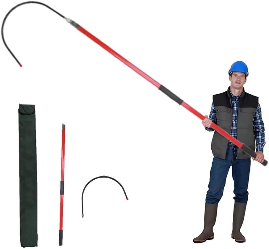 10-220 KV Fiberglass Electrical Rescue Hook, 3.3-9.8' Factory Hotstick Rescue Hook with Non-Slip Handle, 18" Opening 220 Lbs(Green,1.0m/3.3ft)